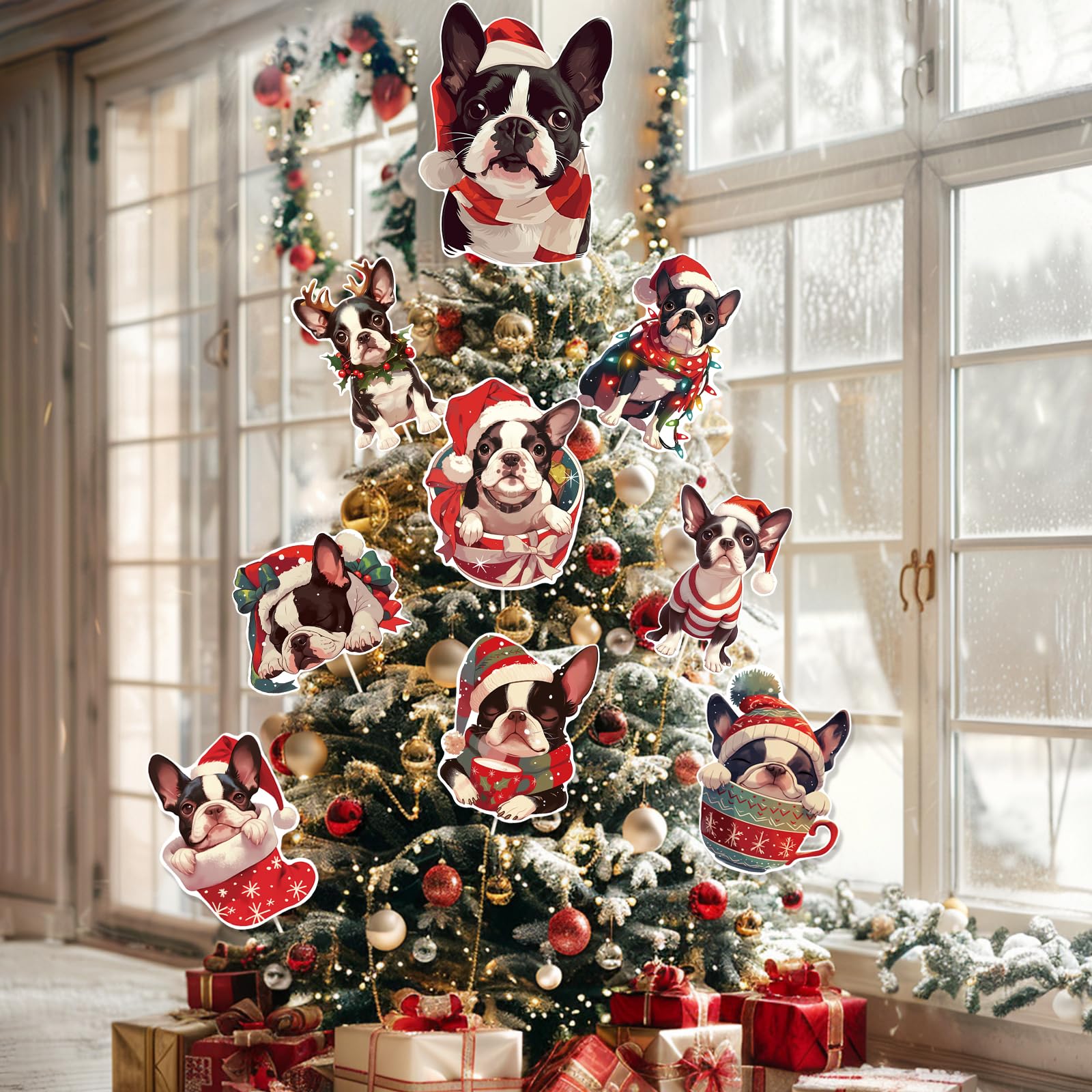Ciazoxa Christmas Golden Doodle Tree Topper 9Pcs Ornament Xmas Decor