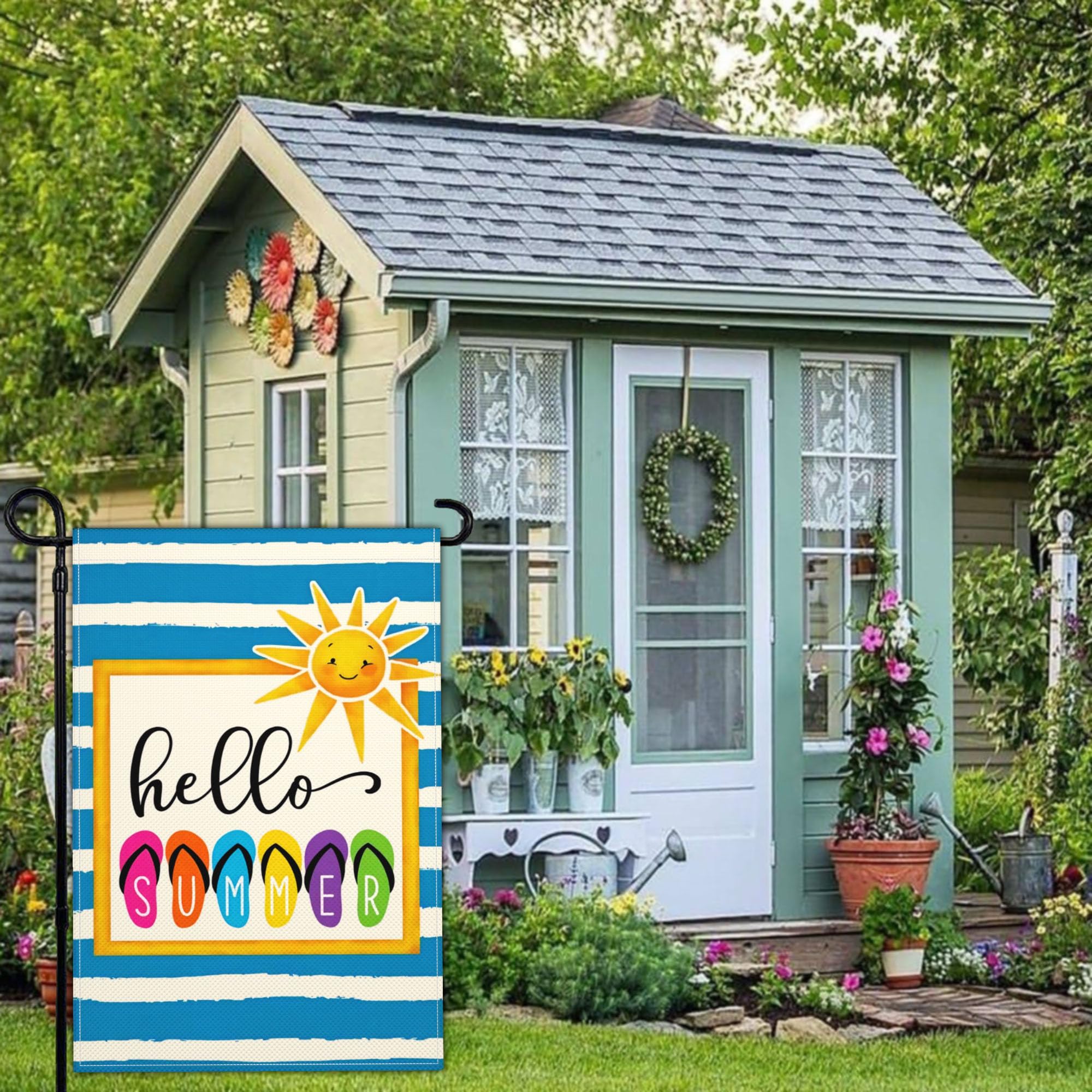 Shuitouk 3 Ply Summer Garden Flag 12x18 Inch Double Sided Outdoor Decor