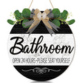 CHDITB Summer Bathroom Wooden Sign Tropical Palm Tree 11.4x11.4 in Portrait