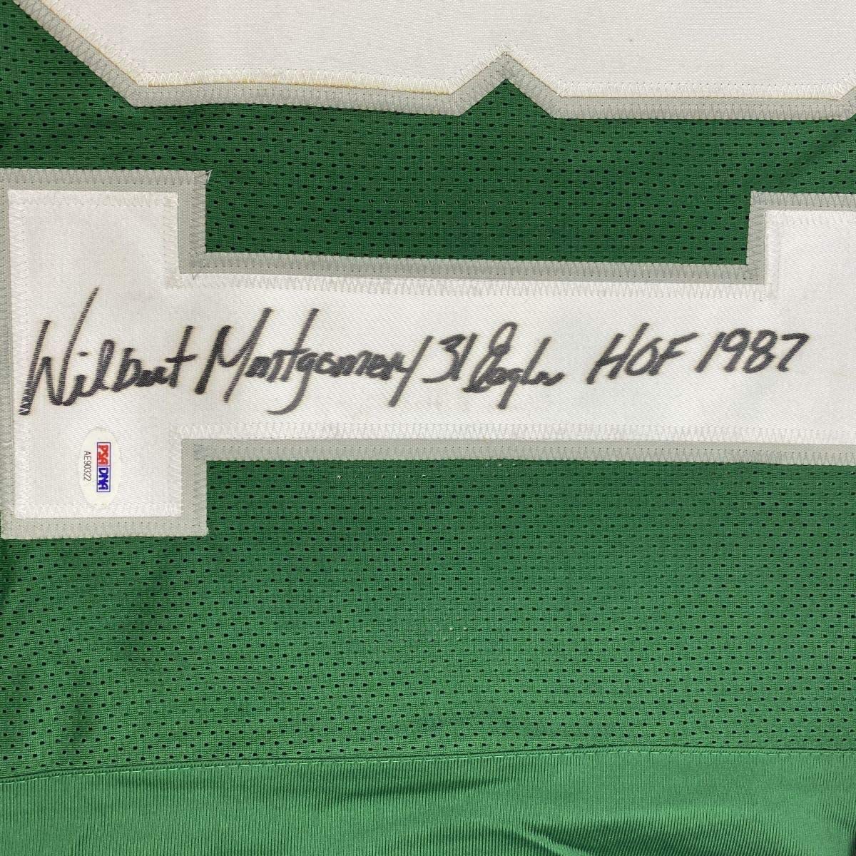 Framed Autographed/Signed Wilbert Montgomery Inscribed 35x39 Philadelphia Green Football Jersey PSA/DNA COA