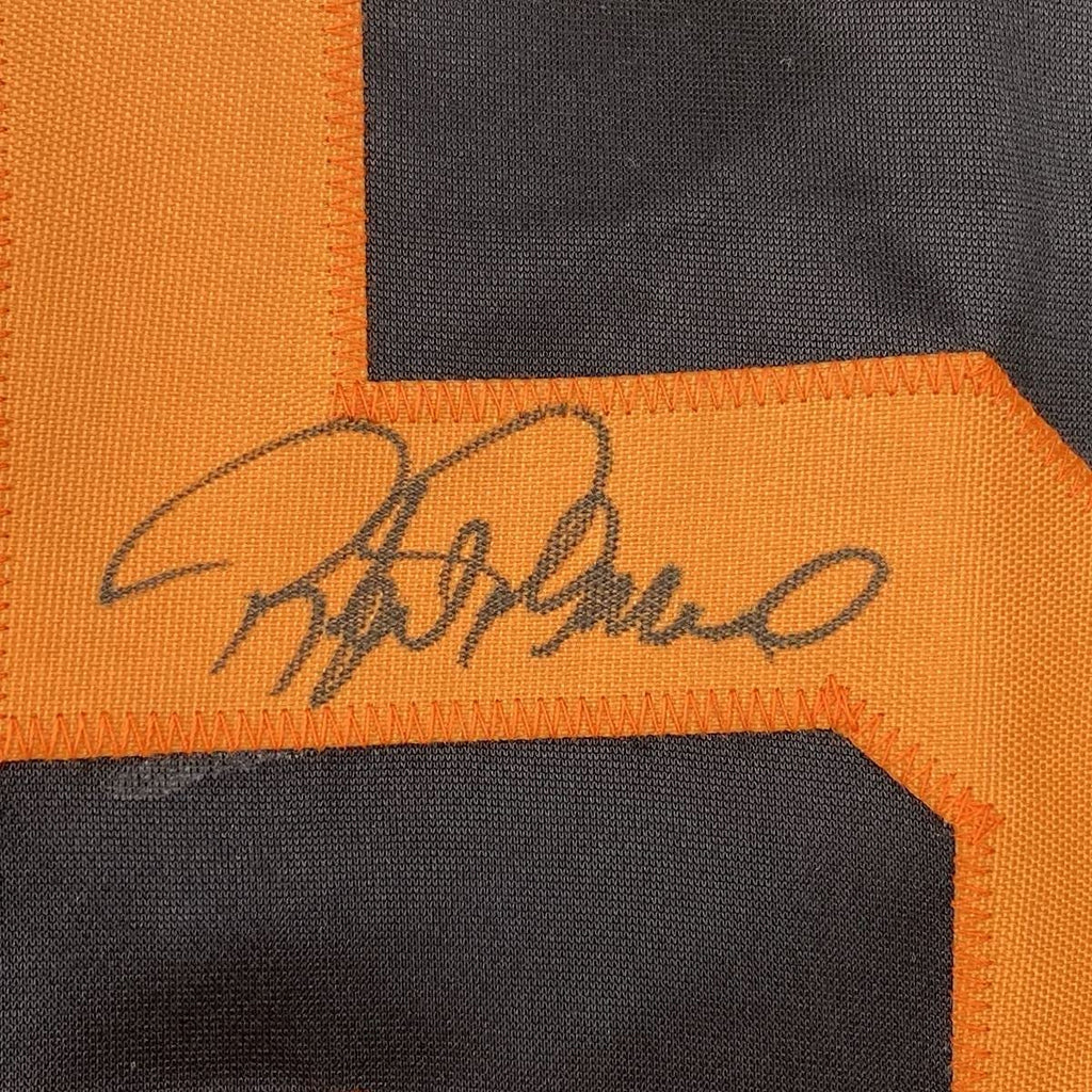 Framed Autographed/Signed Rafael Palmeiro 35x39 Baltimore Black Baseball Jersey JSA COA