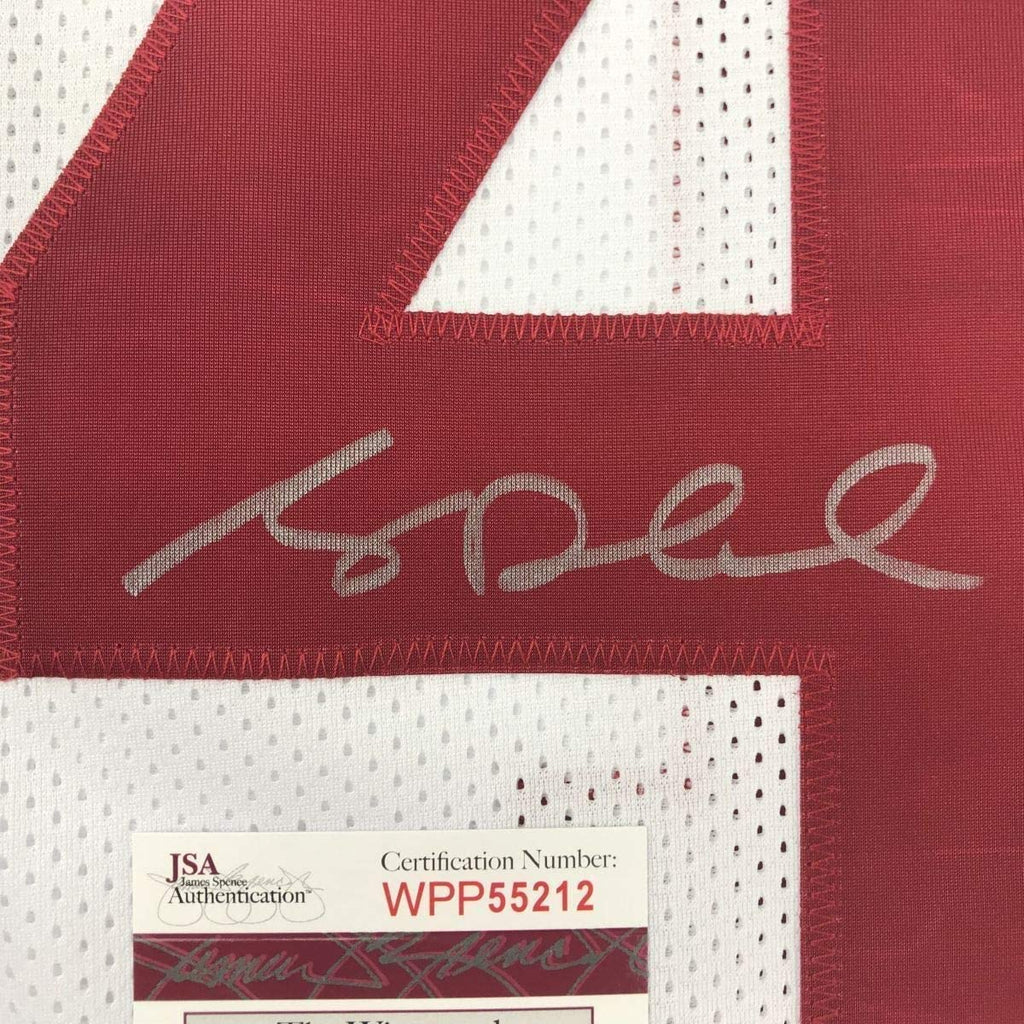 Framed Autographed/Signed Sam Darnold 35x39 USC Southen Cal White College Football Jersey JSA COA