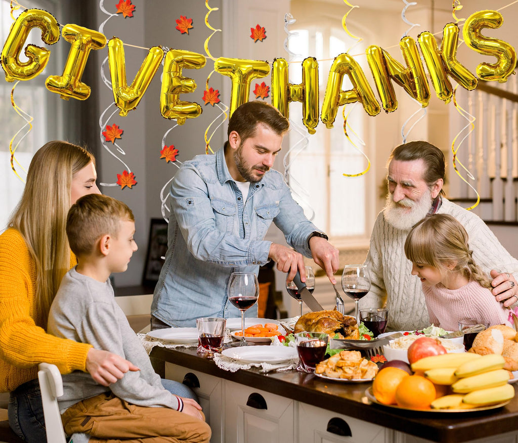 Pardi Give Thanks Banner Balloons 16in Gold Thanksgiving Party Decor Maple Leaf
