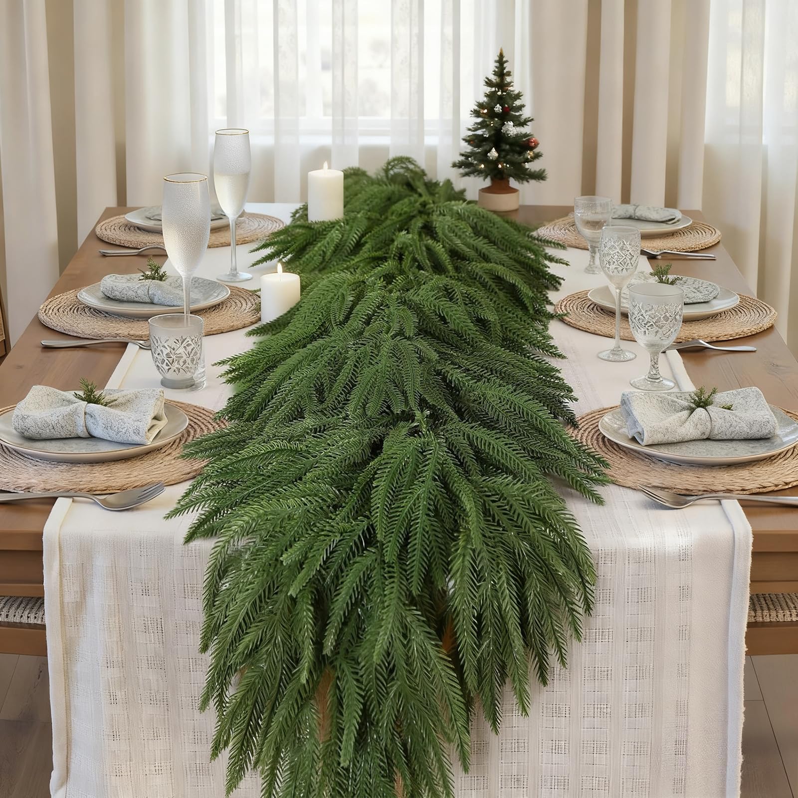 GDENZL 9FT Artificial Norfolk Pine Garland Real Touch Green 1 Count
