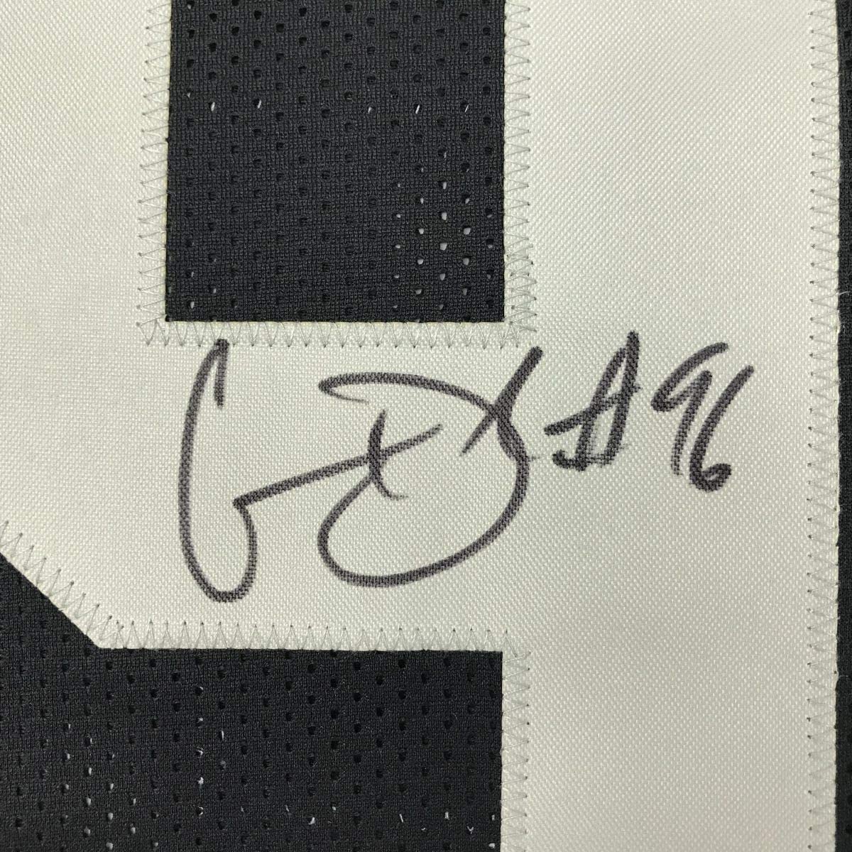 Framed Autographed/Signed Clelin Ferrell 35x39 Oakland Black Football Jersey JSA COA