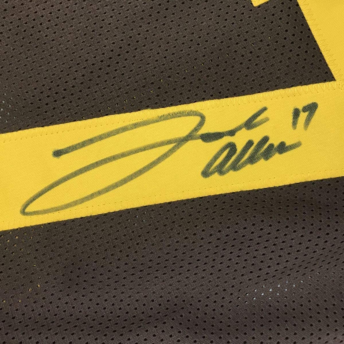 Framed Autographed/Signed Josh Allen 35x39 Wyoming Brown College Football Jersey Beckett BAS COA