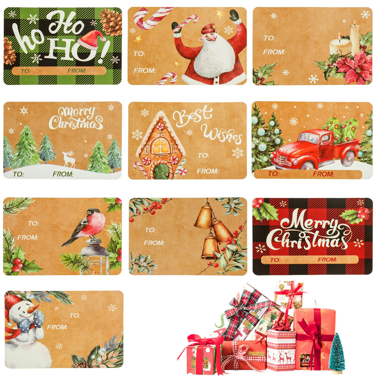 FOIMAS 100-Piece Christmas Gift Sticker Labels