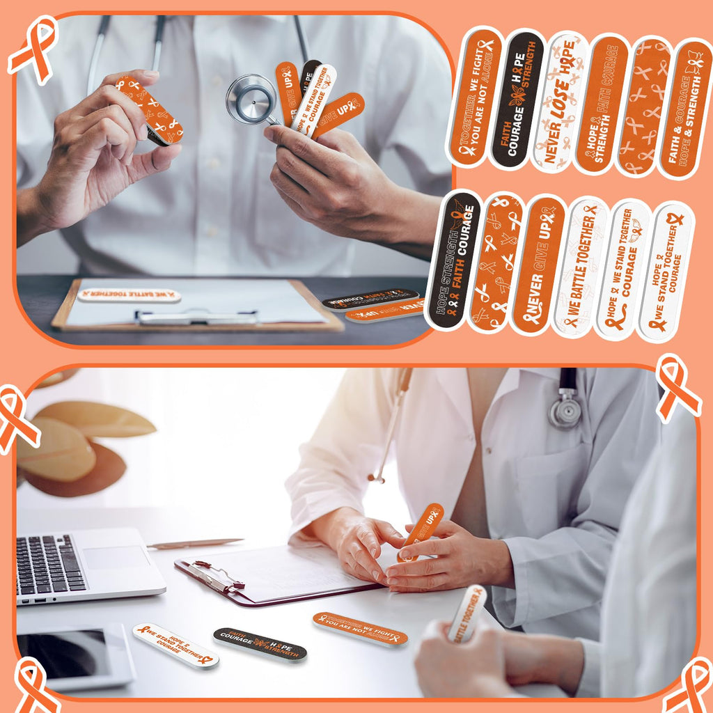 Lasnten 204 Pcs Orange Ribbon Nail Files Bulk Emery Boards Leukemia Awareness