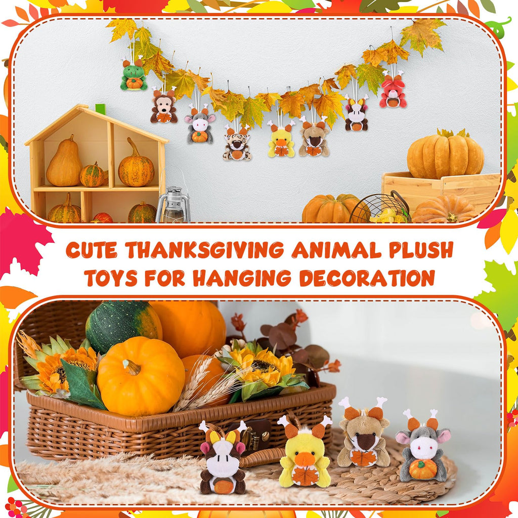 Blueweenly Thanksgiving Mini Plush Toys Pumpkin Maple 12 Pcs 2.76-3.15in