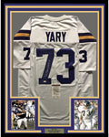 Framed Autographed/Signed Ron Yary HOF 01  35x39 Minnesota Vikings White Football Jersey JSA COA