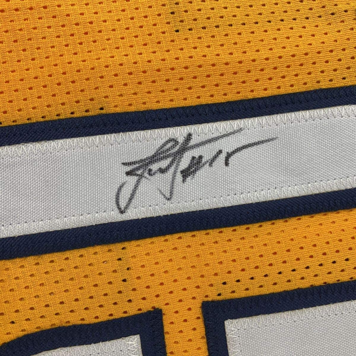 Framed Autographed/Signed Nikola Jokic 35x39 Denver Yellow Basketball Jersey JSA COA