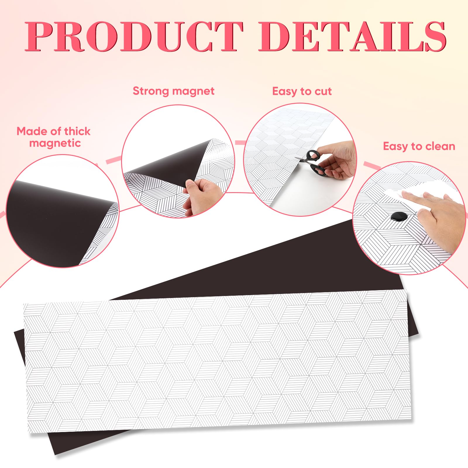 AUECOOME Magnetic Locker Wallpaper Sheet 12x36 Black Square 2pcs Pink Love