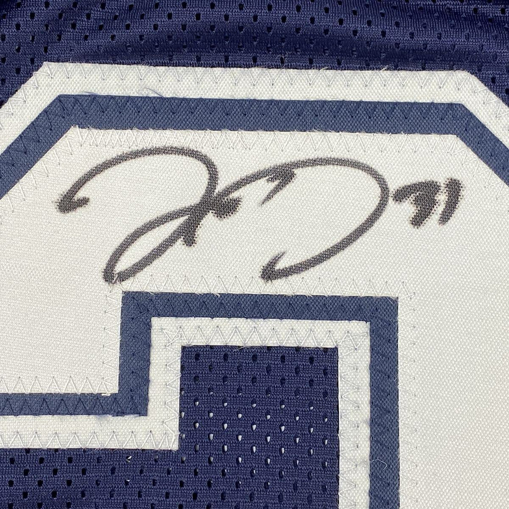 Framed Autographed/Signed Trevon Diggs 35x39 Dallas Dark Blue Football Jersey JSA COA