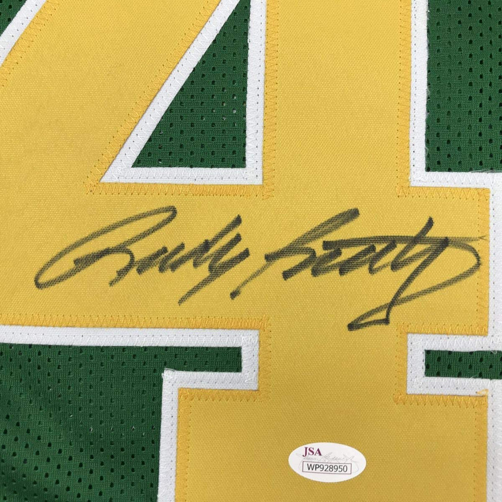 Autographed/Signed Rudy Ruettiger Notre Dame Green College Football Jersey JSA COA