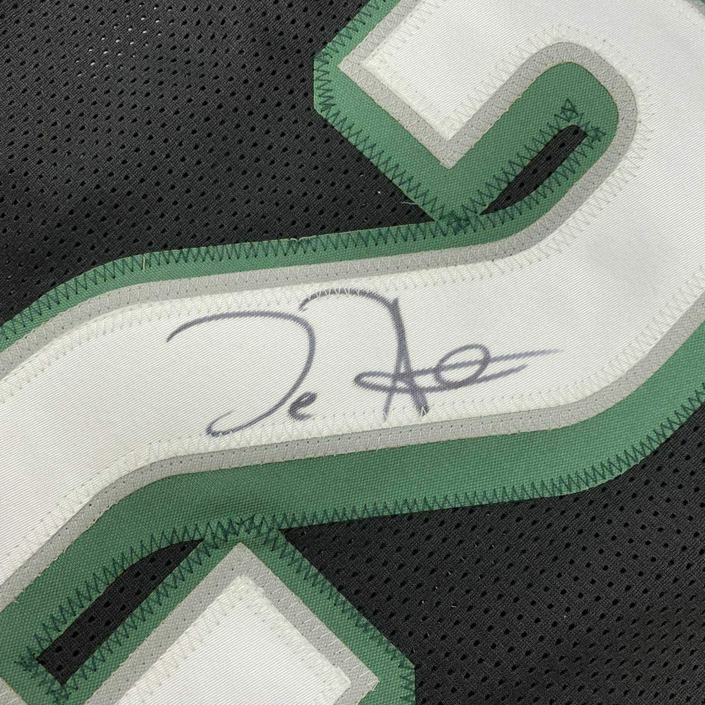 Framed Autographed/Signed Jalen Hurts 35x39 Philadelphia Black Football Jersey JSA COA