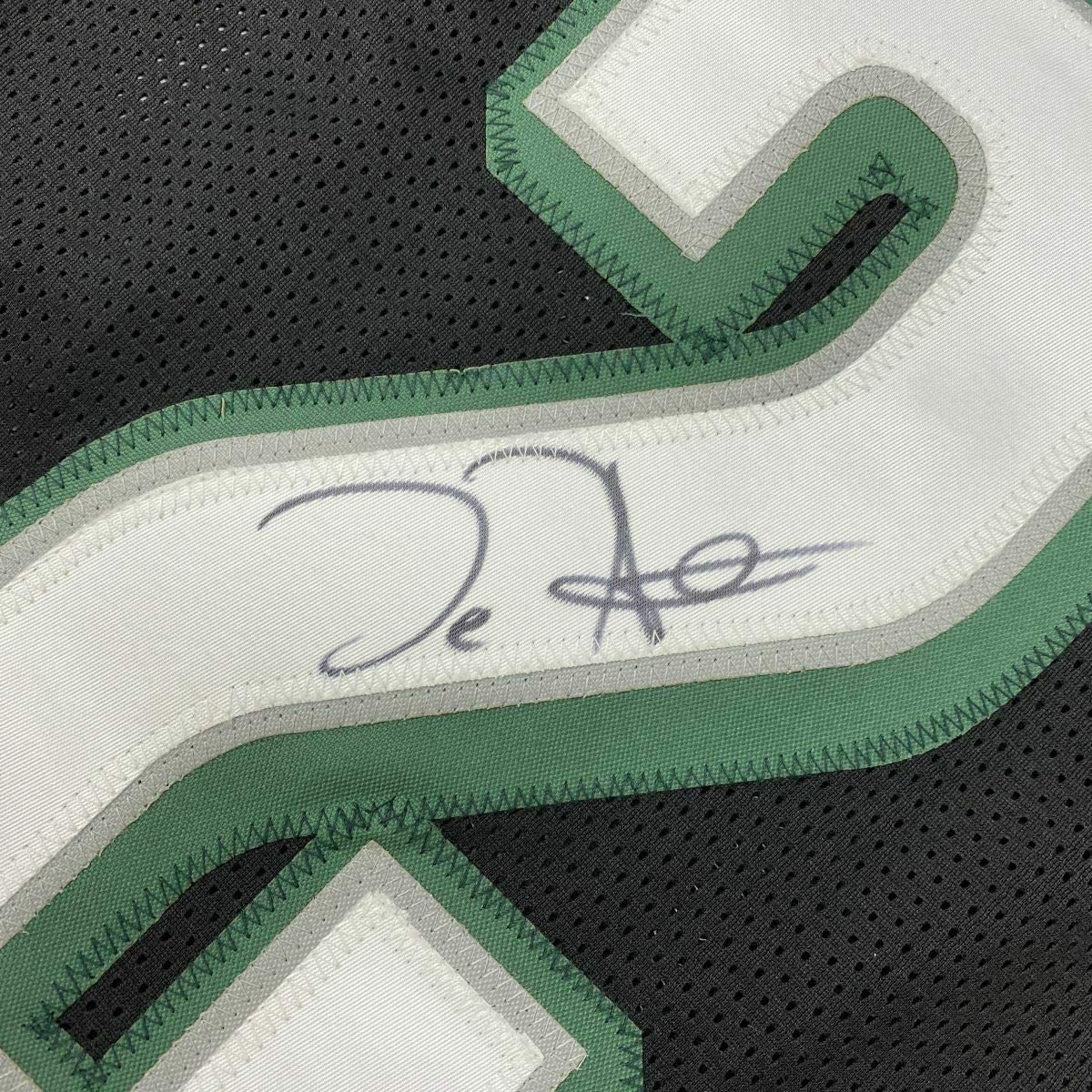 Framed Autographed/Signed Jalen Hurts 35x39 Philadelphia Black Football Jersey JSA COA