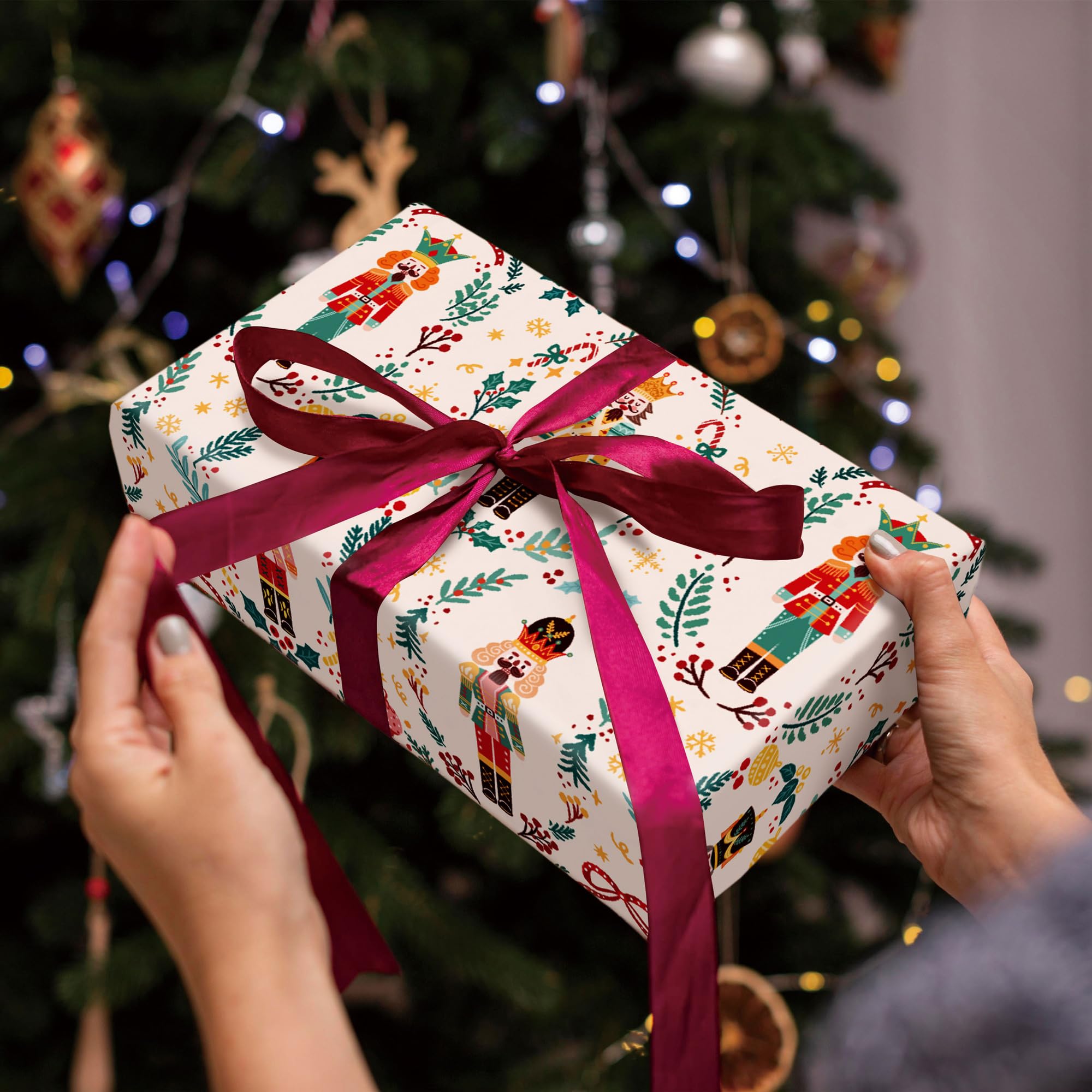 WRAPLULU Nutcracker Christmas Wrapping Paper 4 Jumbo Sheets 28x40in Yellow