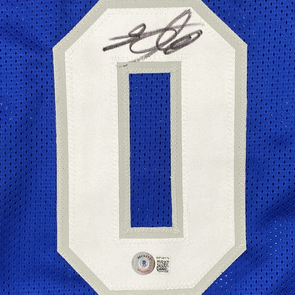 Framed Autographed/Signed De'Aaron Fox 35x39 Kentucky Blue College Basketball Jersey Beckett BAS COA
