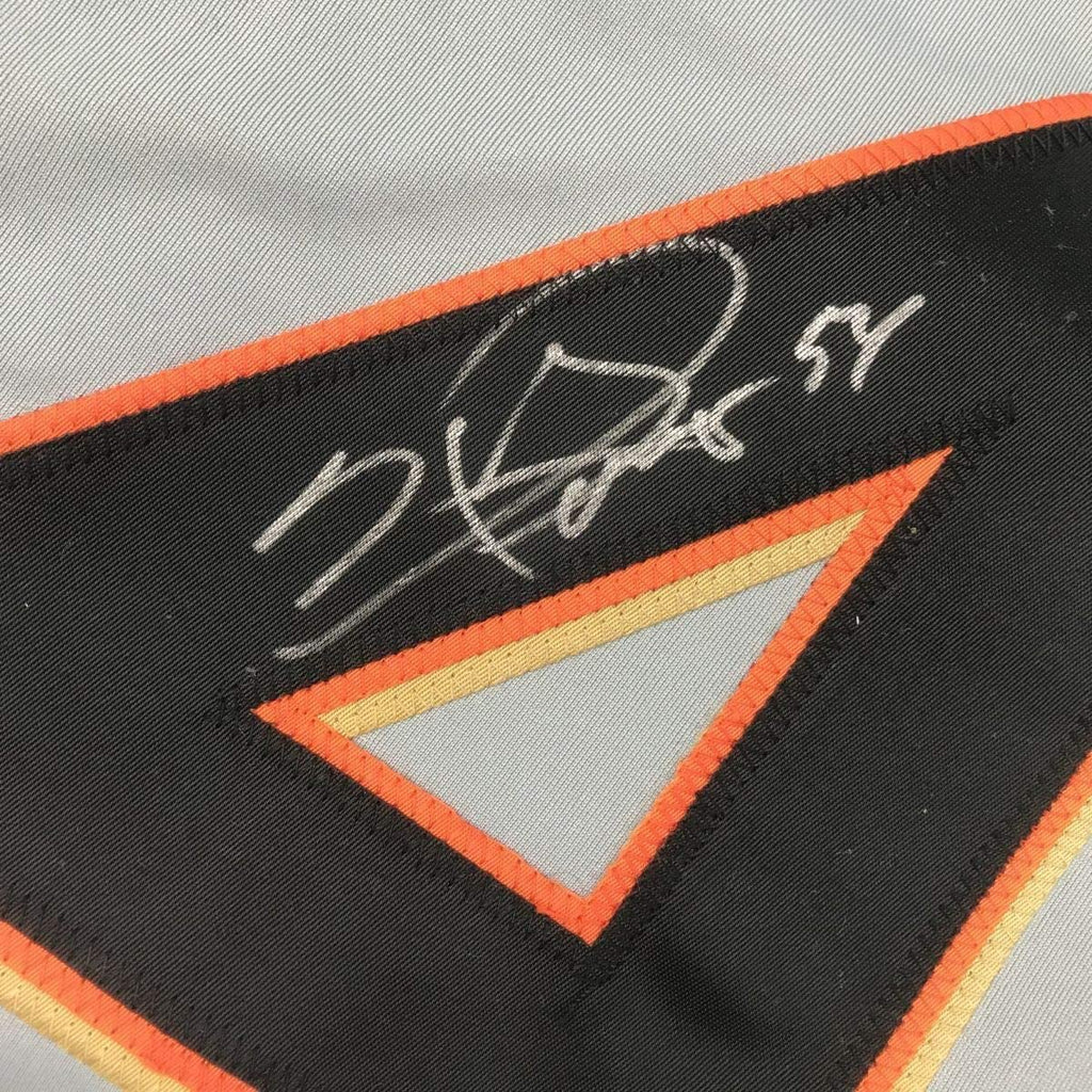 Framed Autographed/Signed Sergio Romo 35x39 San Francisco Grey Baseball Jersey JSA COA