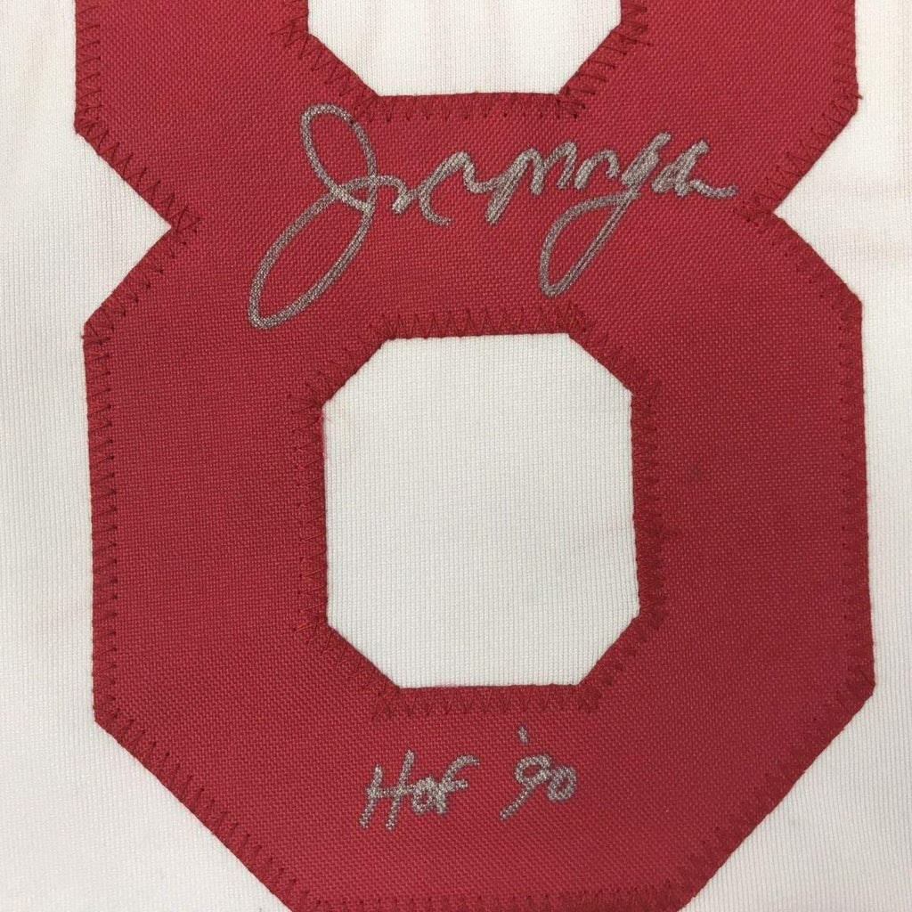 Framed Autographed/Signed Joe Morgan HOF 90 35x39 Cincinnati White Baseball Jersey JSA COA