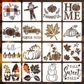 Vloso 16 Pcs Fall Stencils 5x5 Inch Reusable Thanksgiving DIY Crafts