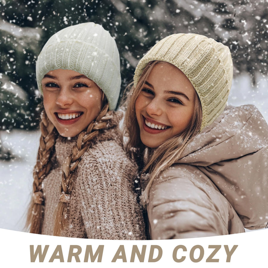[Like New] NPQQUAN 2-Pack Khaki Knit Winter Beanies, Size S