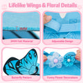 Coppthinktu Butterfly Wings Dog Cat Costume Blue Felt with 3 Flowers Size L