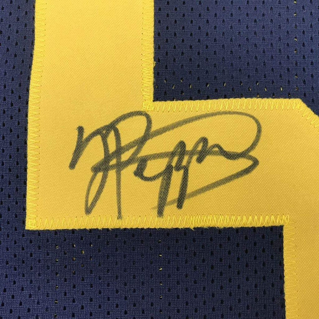 Framed Autographed/Signed Jabrill Peppers 35x39 Michigan Blue College Football Jersey JSA COA