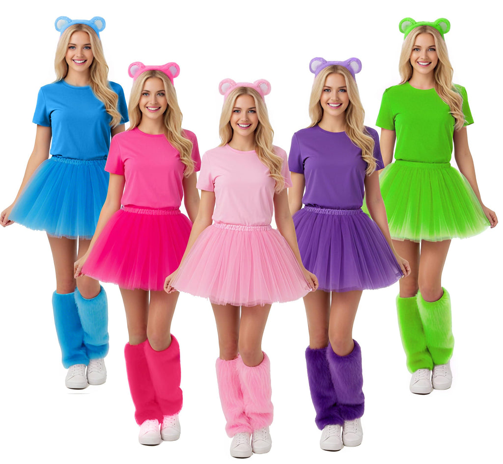 Syhood 4 Pc Bear Costume Set Women Brown T Shirt Tutu Skirt Leg Warmers