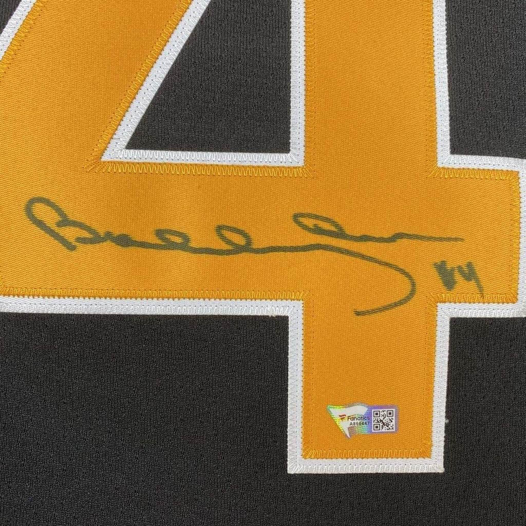 Framed Autographed/Signed Bobby Orr 35x39 Boston Yellow Hockey Jersey Beckett Fanatics COA
