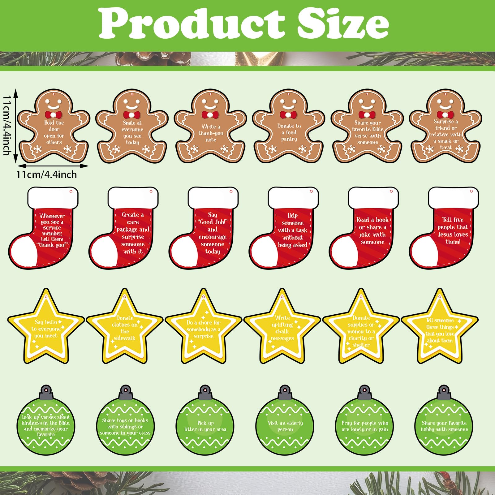 Soulchen 24 Pcs Gingerbread Man Christmas Tree Ornaments with Red Ropes