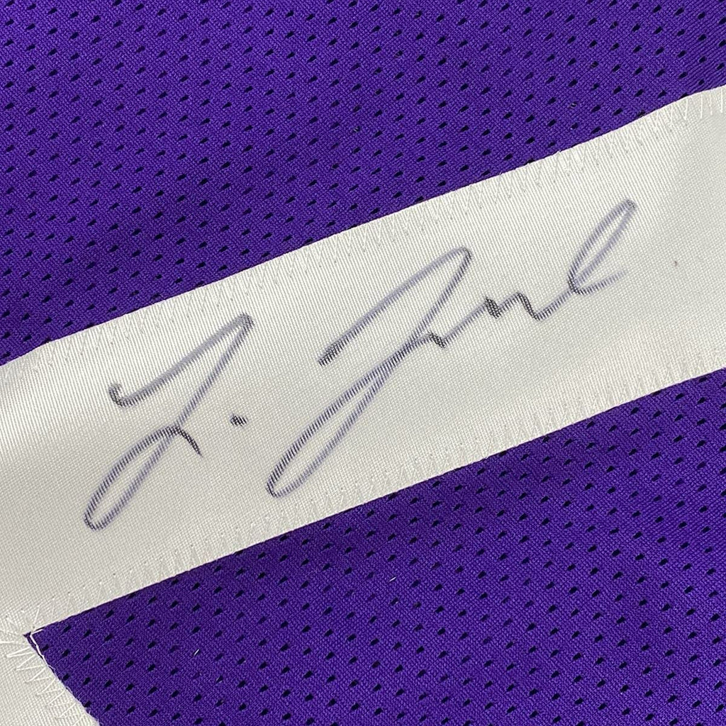 Framed Autographed/Signed Leonard Fournette 35x39 LSU Purple College Football Jersey JSA COA