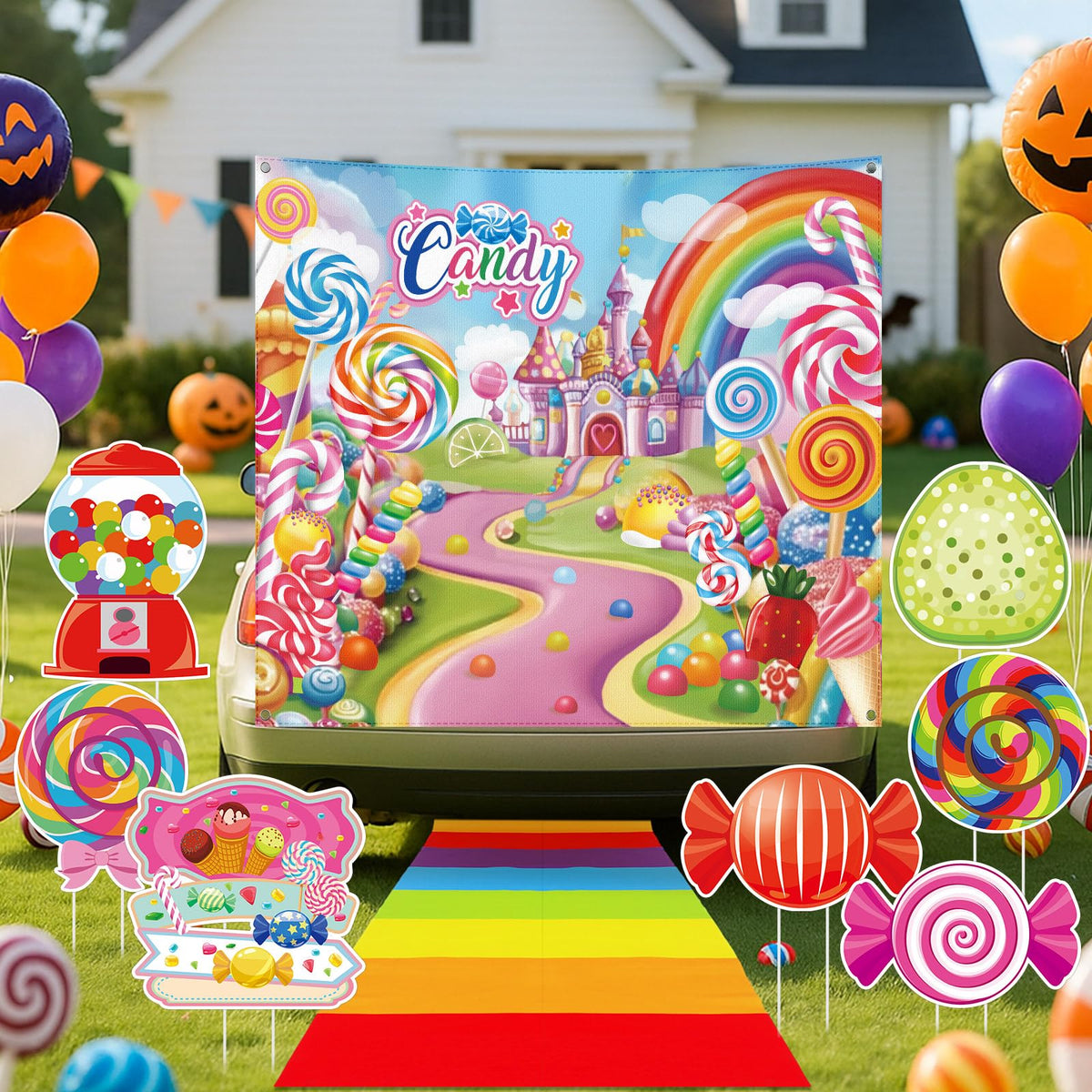 Beeveer Halloween Candy Trunk or Treat Car Decorations Kit Multicolor Outdoor