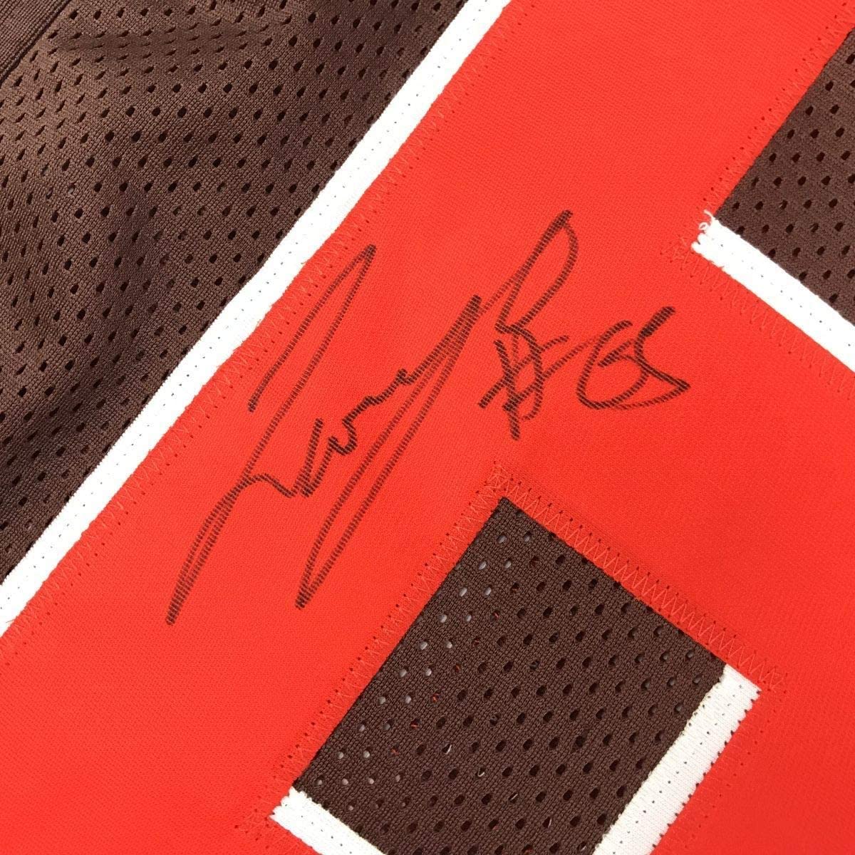 Framed Autographed/Signed Larry Ogunjobi 35x39 Cleveland Football Brown Jersey JSA COA