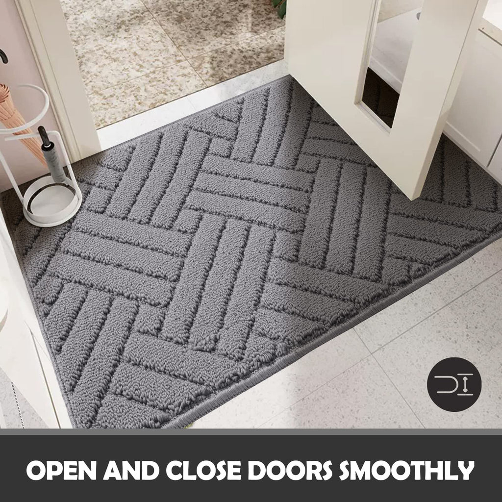JEEDOVIA Indoor Door Mat Non-Slip Rubber Backing Grey 20x31.5