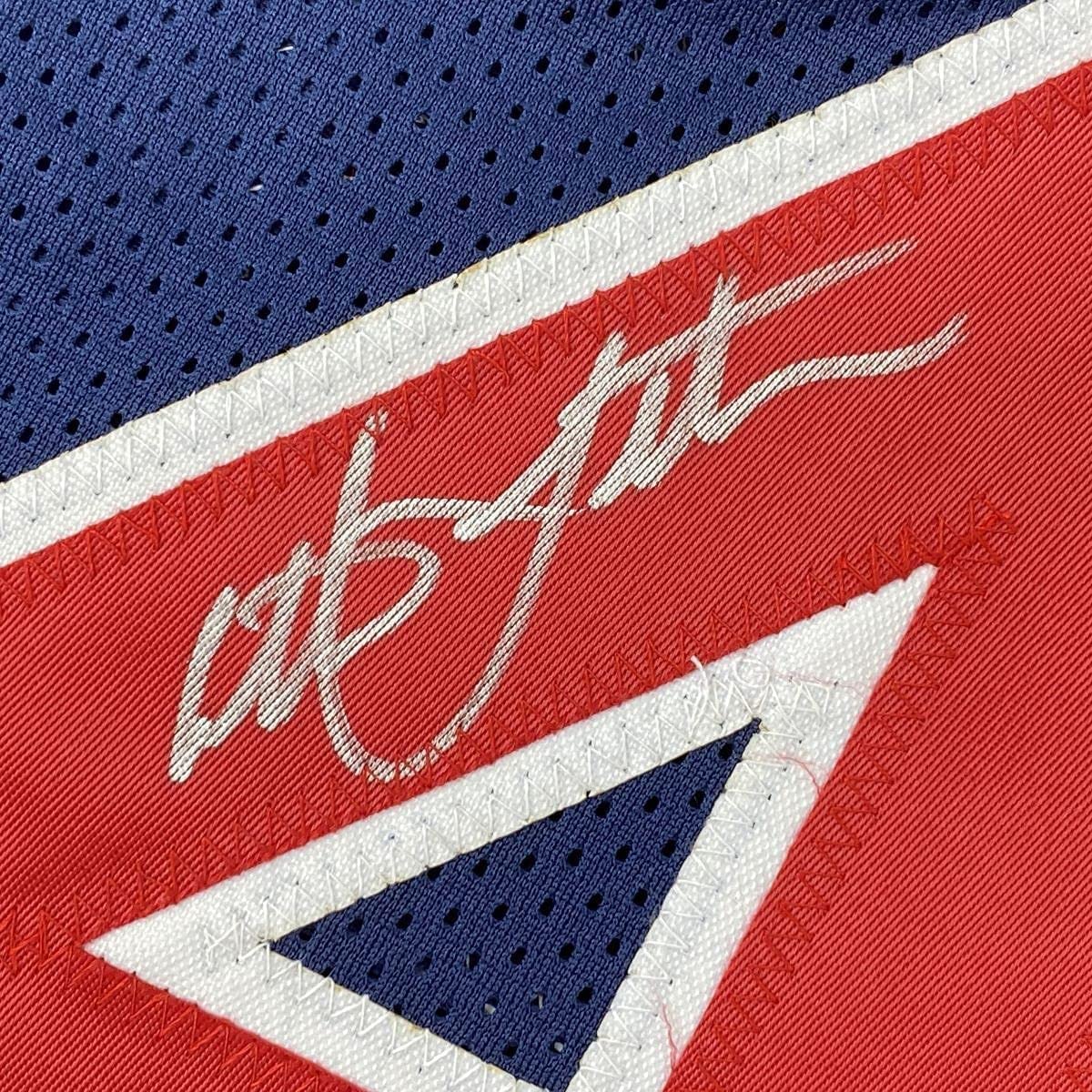Framed Autographed/Signed Christian Laettner 35x39 Team USA United States Blue Basketball Jersey JSA COA