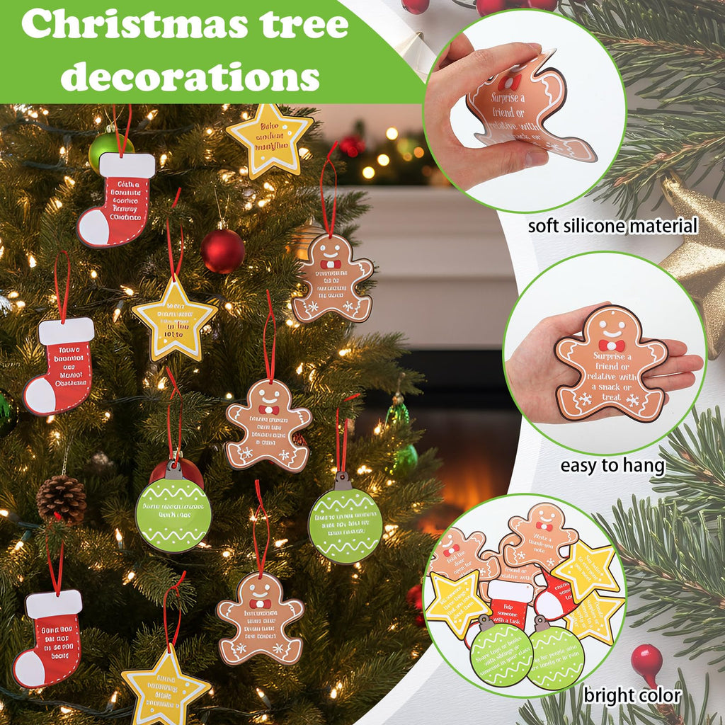 Soulchen 24 Pcs Gingerbread Man Christmas Tree Ornaments with Red Ropes