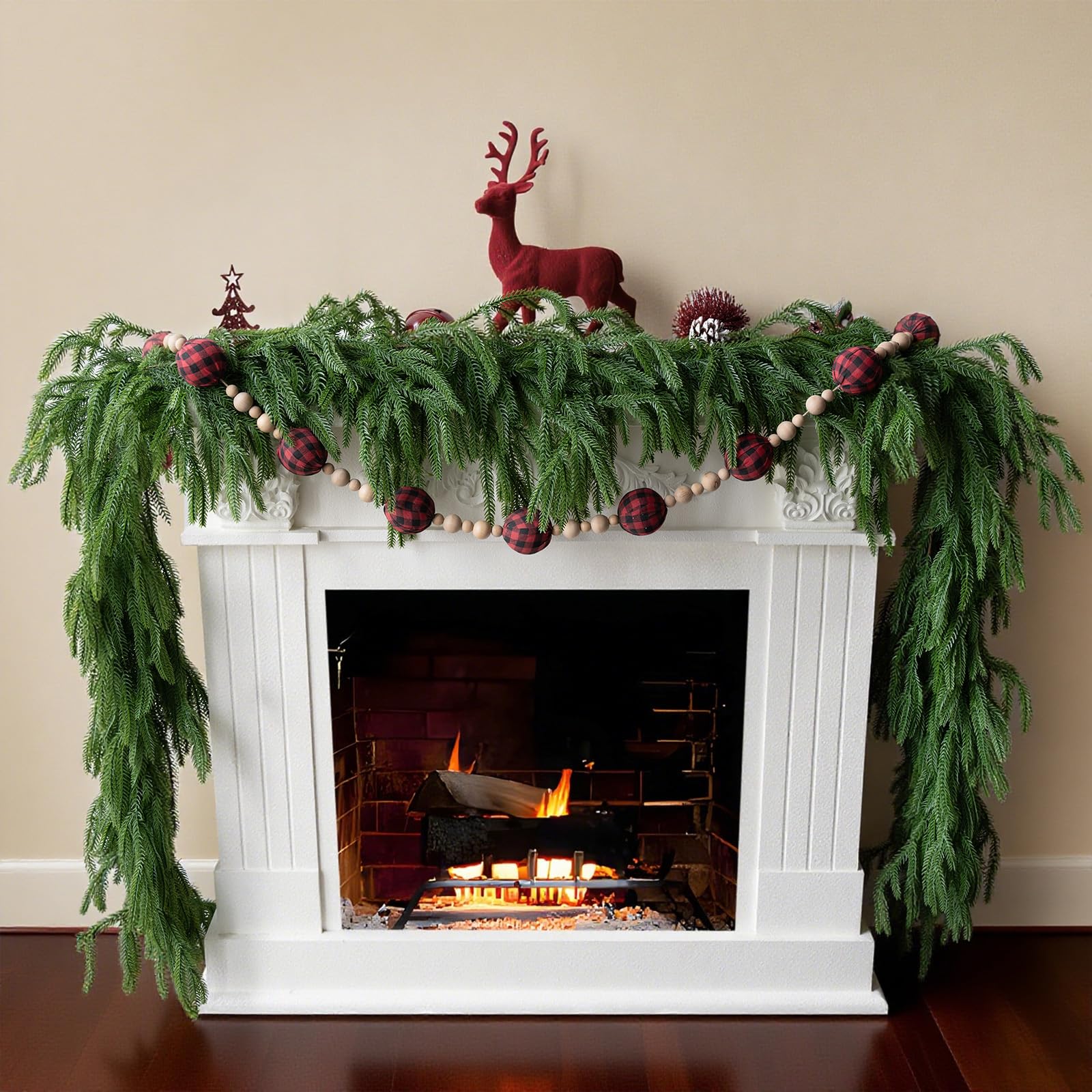 Gixie Home Artificial Norfolk Pine Garland 5Ft Green 2Pcs