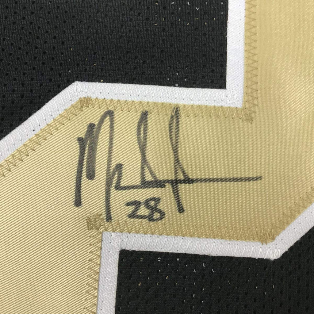 Framed Autographed/Signed Mark Ingram II 35x39 New Orleans Black Football Jersey JSA COA