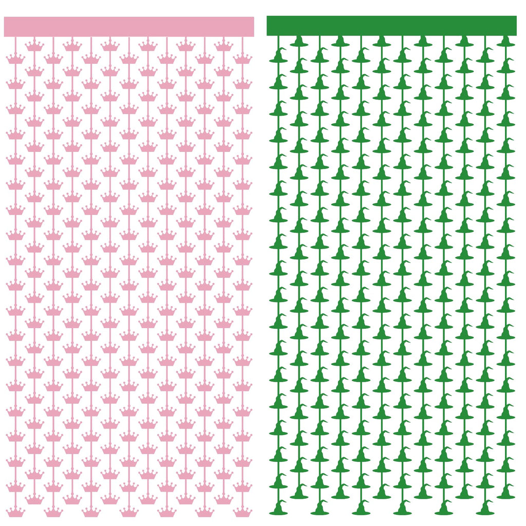 JJWYLTKB 2 Pack Pink Green Fringe Curtain 3x7ft Birthday Party Decor