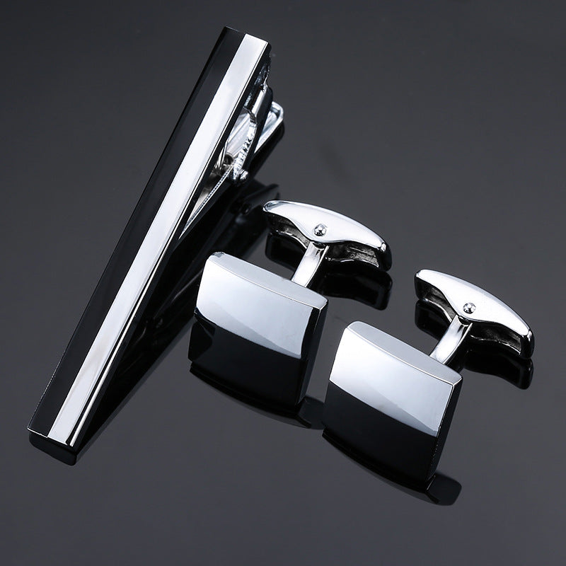 Gold Silver Black Cross Square Brushed Tie Clip