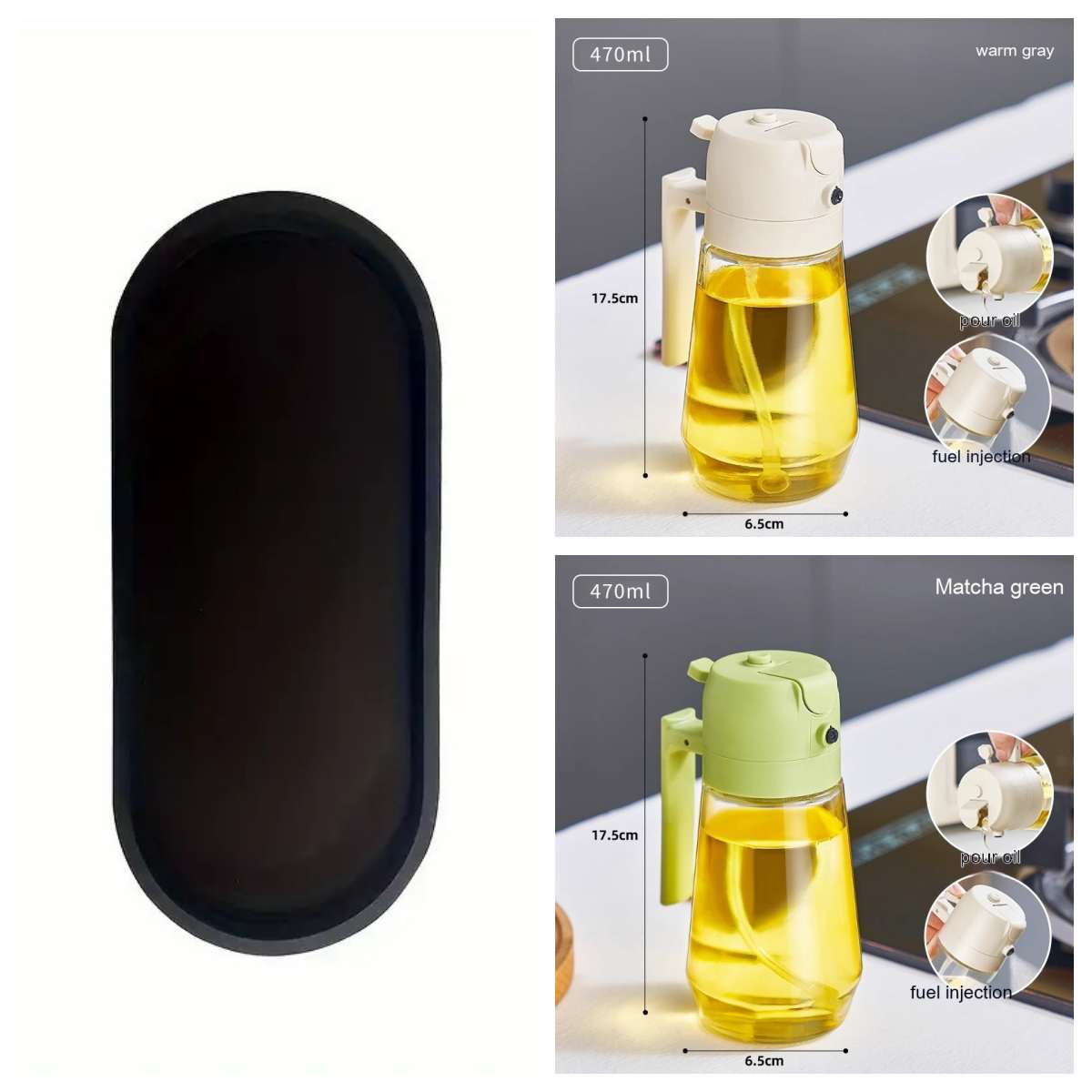 470ML Olive Oil Sprayer Dispenser For Cooking BBQ 2 In 1 Glass Oil Vinegar Soy Sauce Spray Kitchen Oil Bottle For Air Fryer