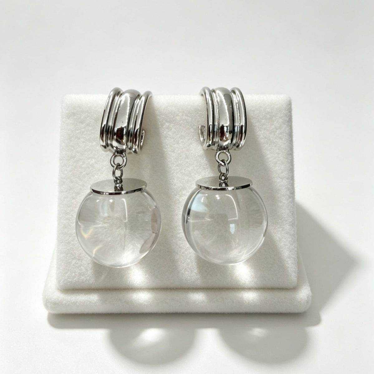 Monet Garden Colorful Crystal Ball C-Shaped Earrings French Style