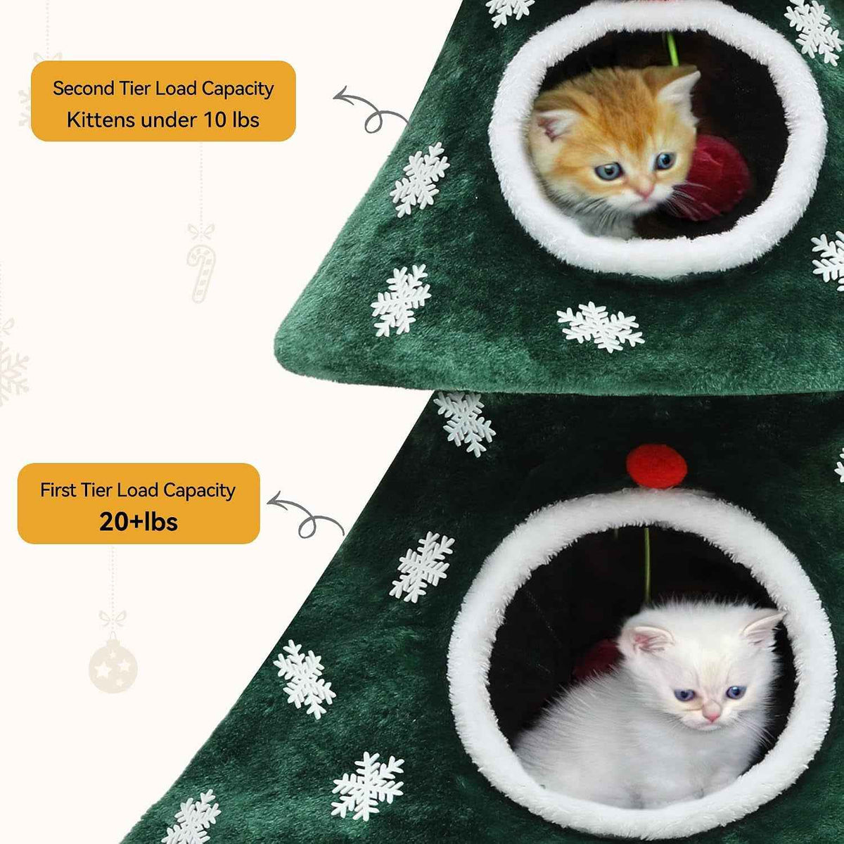 Christmas Cat Tower with 2 Enclosed Houses – 60 & 63 in