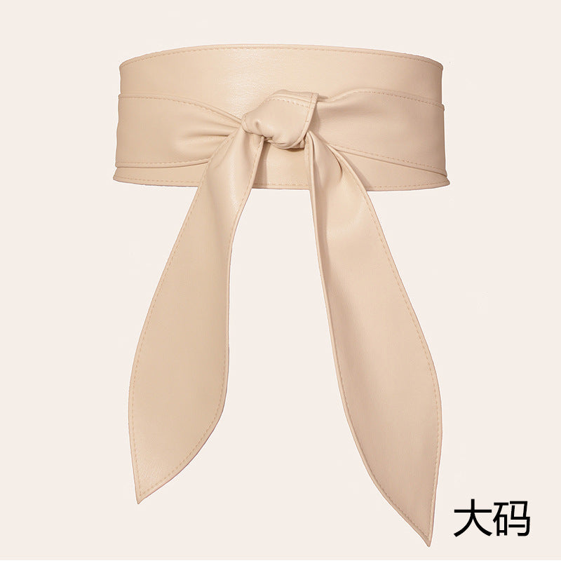 Amazon Cross-border Women's Wide Waist Cover Soft All-match Elegant Bow Ribbon Super Long In Stock Tie Belt
