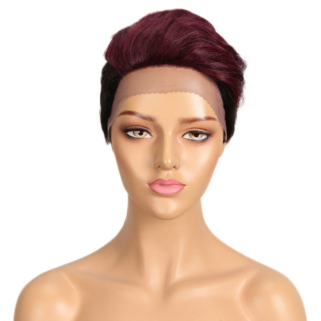 Front Lace Wig All Real Hair Short Headgear