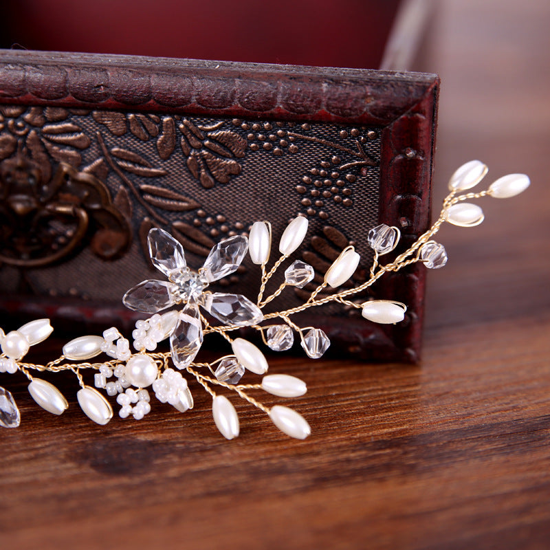 White Pearl Plate Hair Band Wedding Accessories Dress Bridal Headdress