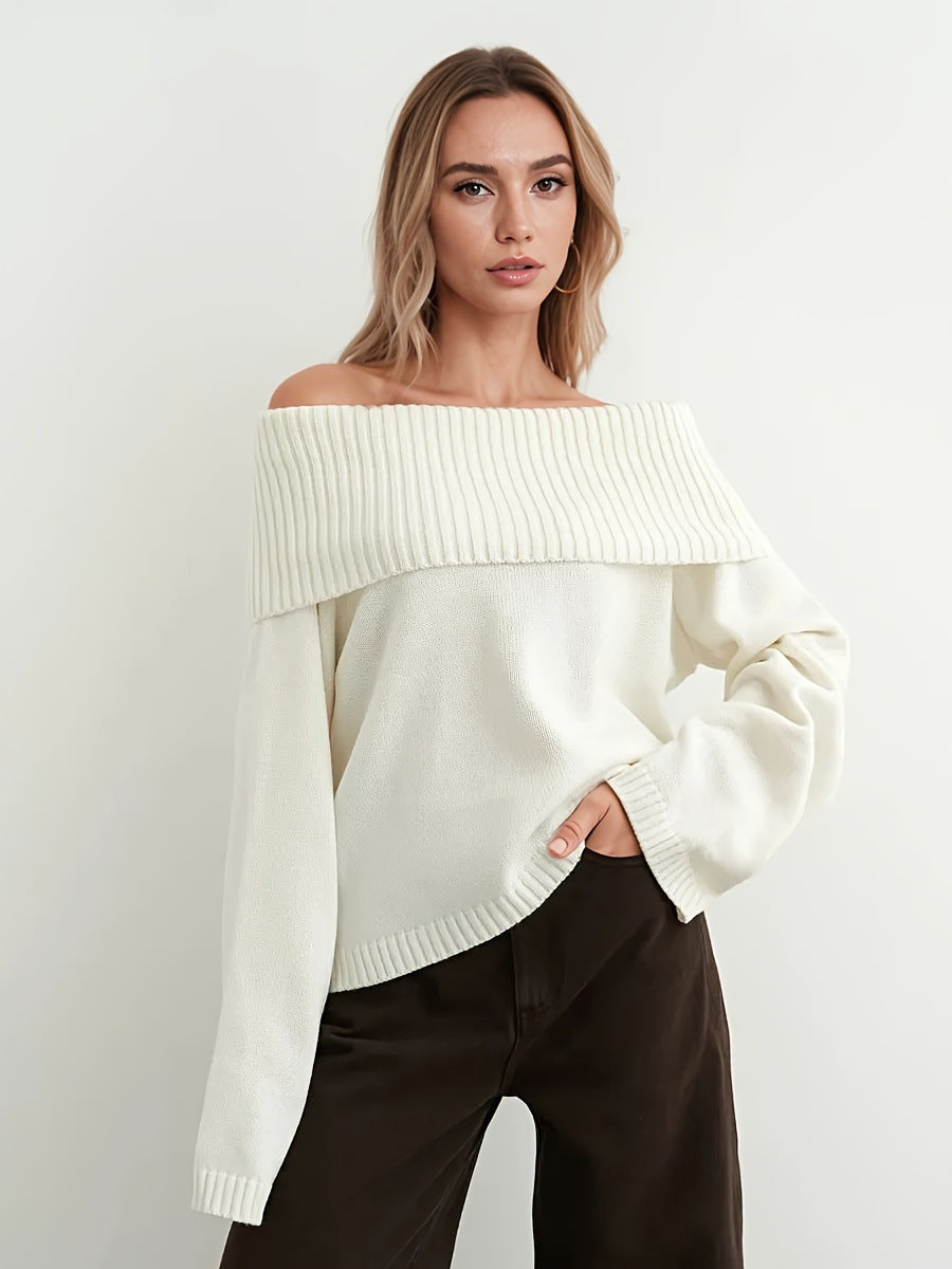 Women's Off-shoulder Casual Loose-fit Pullover Sweater