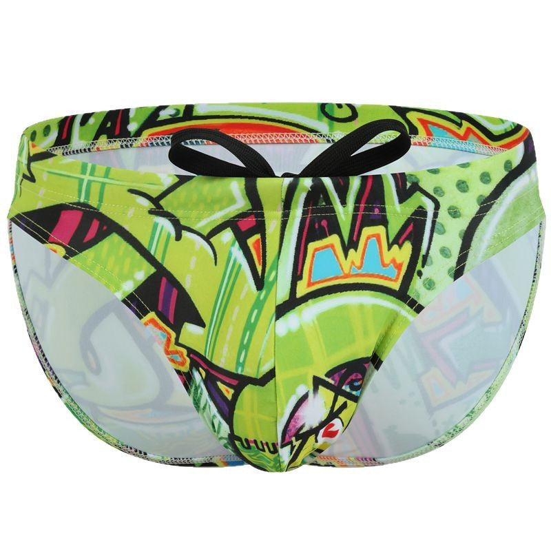 Men's Swimwear Printed Youth Swimming Trunks