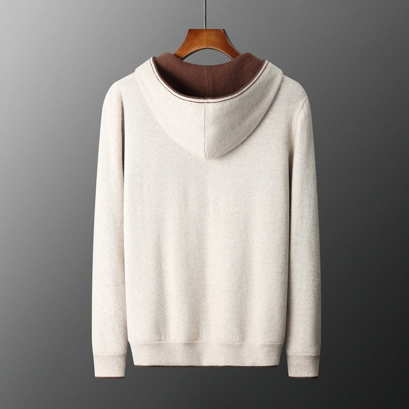Men's Cashmere Zipper Cardigan Hooded Double-sided Sweater Coat